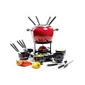 Domestic 924399 Fondueset mit 1 Drehkarussell, Rechaud, Brenner, Fonduetopf, Spritzschutz, 6 Sch�lchen, Fonduegabeln und Fonduel�ffel /  23-teilig
