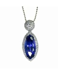 18K White Gold Tanzanite and Diamond Pendant -- LIFETIME WARRANTY