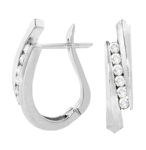 1.00 CT TW Channel-Set Diamond Earrings in 14k White Gold