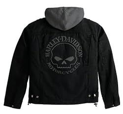 Harley-Davidson&reg; Men's Skull 3-in-1 Canvas Jacket. 100% cotton canvas. Removable hooded vest. 98415-08VM