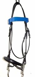 NEW Black Leather Walking Horse Bridle Blue Patent Brow