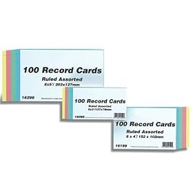 Concord Record Card Smooth 127x76mm Assorted Ref 16099 [Pack of 100]
