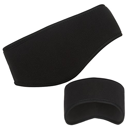 Alaska Bear® Sports Headband Outdoor Winter Headband Running Headwear Sports Sweatband Ear Warmer Head Wrap Unisex Double-Layer Fleece Headband, One Size (Black)