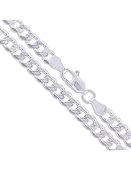 Sterling Silver Italian Curb Chain 4.5mm Soild 925 Italy 6 Sided Necklace 24"