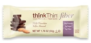 Thinkthin High Protein Plus Fiber Bar, Chocolate Peanut Butter Toffee, 50 g Bars, 10 Count