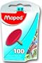maped - punaises, recouvertes de plastique, diam�tre: 10 mm assorti dans les couleurs jaune, bleu, rouge et vert, contenu: 100 pi�ces dans une bo�te distributrice