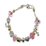 Pink Gold and Silver Love Inspirational Theme Charm Fashion Bracelet