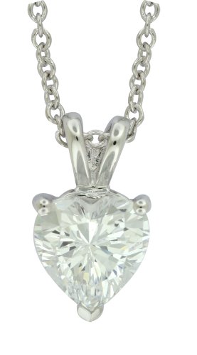 Platinum Plated Sterling Silver 7 x 7mm Heart-Shaped Cubic Zirconia Pendant