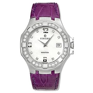Concord 0310605 Saratoga White Mother-of-Pearl Dial Leather Ladies Watch