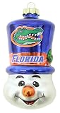 Florida Gators NCAA Top Hat Snowman Glass Ornament