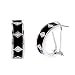 Black Enamel Sterling Silver 1/2 Hoop Earrings