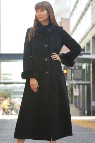 Womens Lydia Cashmere Coat Fur Trim
