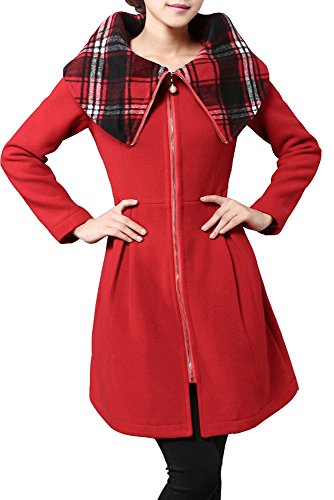 (Goldjapan)ゴールドジャパン 大きいサイズ レディース ボトルネックコート コート チェック柄 ワンピース 千鳥柄コート ピーコート Aラインコート トレンチコート 可愛い ゆったり Aライン 体型カバー フォーマル パーティー ドレス デート 結婚式 二次会 入学式 入園式 カジュアル エレガント きれいめ ワンピ XL(2L) 2XL(3L) 3XL(4L) 4XL(5L) 5XL(6L) nhst-032