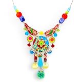 NEW Ayala's Hip Fabrics Necklace in Red, Green and Blues #8685 ANK ONK