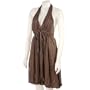 BCBG Designer Max Azria BCBGMAXAZRIA Light Dune Brown 100 percent Silk Satin Halter Dress Womens Size 12