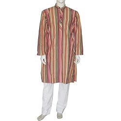 Mens Clothing Kurta Pajama Long Sleeve Cotton Dress Chest: 40 inches (gkp630a)