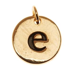 22K Gold Plated 1/2 Inch Round Alphabet Charm Lowercase Letter 'e'