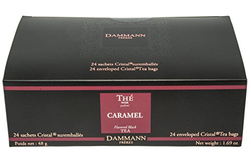 DAMMANN FRERES Caramel Toffee Flavored Black Tea, 24 Cristal Teabags