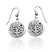 Ancient Tree of Life with Sun and Moon Symbol Round Filigree Sterling Silver Earrings