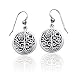 Ancient Tree of Life with Sun and Moon Symbol Round Filigree Sterling Silver Earrings