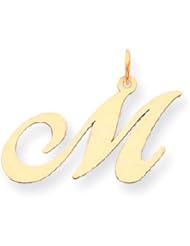 14k Yellow Gold Small Fancy Script Initial M Letter Charm YC650M