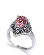 .925 Sterling Silver Marcasite Band Pink Cubic Zirconia Ring .925 Sterling Silver Marcasite Band Pink Cubic Zirconia Ring