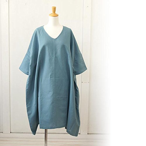 (オハナ) ohanaコットンリネンカラークロスVネック７分袖ワンピース