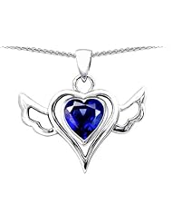 Original Star K (tm) Wings Of Love Pendant with Created Heart Sapphire in 925 Sterling Silver