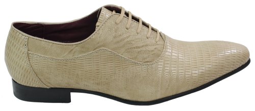 Mens Cream Crocodile Leather Italian Design Shoes Laced