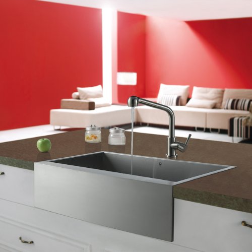 Vigo Industries VG14028 Farmhouse Faucet and Kitchen Sink, Steel