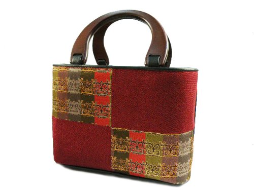 獅噛文長斑錦　龍村美術織物生地使用 正絹 高級和装バッグ