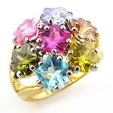 14K Gold Plated Multicolor CZ Ring