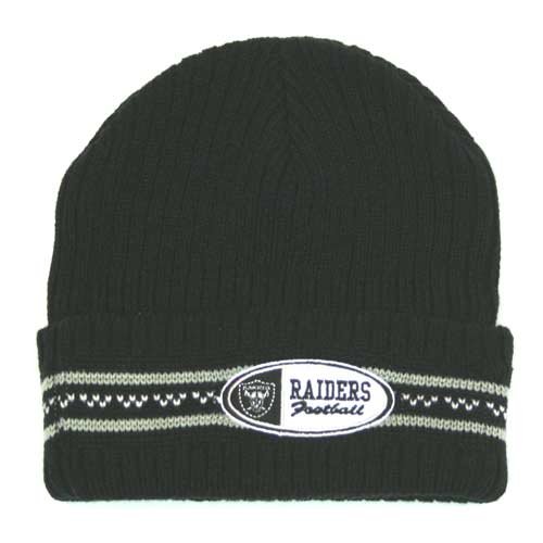 Oakland Raiders NFL Reebok Grid Iron Classic Cuffed Winter Knit Beanie Hat