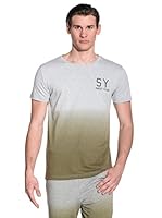 Sweet Years Camiseta Manga Corta (Gris Jaspeado / Verde Militar)