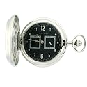 Colibri Hunting Case Pocket Watch Silver-tone with Black Etched Cover PWQ096843