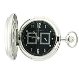 IMAGE OF Colibri Hunting Case Pocket Watch Silver-tone with Black Etched Cover PWQ096843