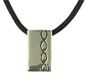 Silver Gents Oblong Patterned Pendant 20" Cord