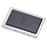 Silver Edged Business Card Case With Acrylic Wood Grain Accent