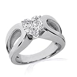 0.90 Ct Heart Shaped Solitaire Diamond Split Band Engagement Ring CUT: EXCELLENT 14K WHITE GOLD FLAWLESS GIA