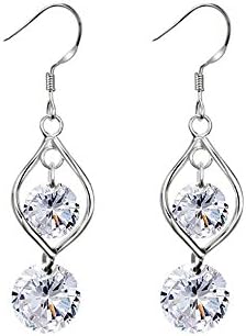 KATGI Fashion Teardrop Dangling Clear Crystal Charms Earrings