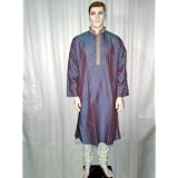 Gents Fashion Cool Grey Cotton Embroidered Kurta Pajama Xxl Chest 50 Inches