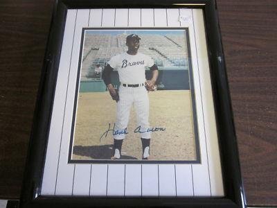 Hank Aaron Atlanta Braves Framed Photo Auto PSA/DNA - Framed MLB Photos, Plaques, and Collages