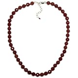 14k Yellow Gold Filled 8mm Faceted Carnelian Bead Necklace, 16