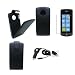 Phonedirectonline- Black (Faux) leather Quality flip case cover pouch with screen protector and car charger for LG optimus 7 E900
