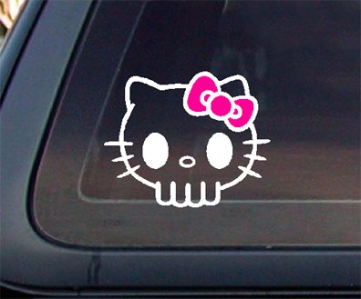 Hello Kitty PINK BOW SKULL Car Decal / Sticker
