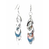 Earrings - E371 - Sequin Pucci Style Dangle ~ Silver Tone