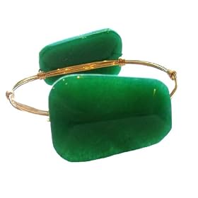 Buy Susan Hanover Designs Emerald Dyed Jade 2-Stone Wire Wrapped Gold-Tone Bangle Bracelet by Amazon.com Collection