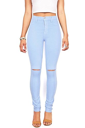 Vibrant Women's Juniors Ripped Knee High Waist Jeggings