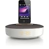 Philips DS1150/12 Dockingsystem f�r iPod/iPhone (Equalizer, Uhr, Wecker-, Internetradio-App, Nachtlicht) silber/grau