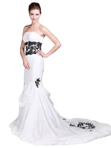 Topwedding Strapless Mermaid Taffeta Wedding Dress with Court Train